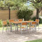 vidaXL 7-delige tuinset van massief acaciahout en metaal, Tuin en Terras, Tuintafels, Verzenden, Nieuw