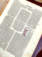 Nicolaus de Lyra - Sheet from Incunable Biblia latina, Antiek en Kunst
