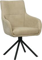Taupe leren industriële draaibare eetkamerstoel - Kenia Leer, Huis en Inrichting, Stoelen, Overige kleuren, Nieuw, Leer, Ophalen of Verzenden