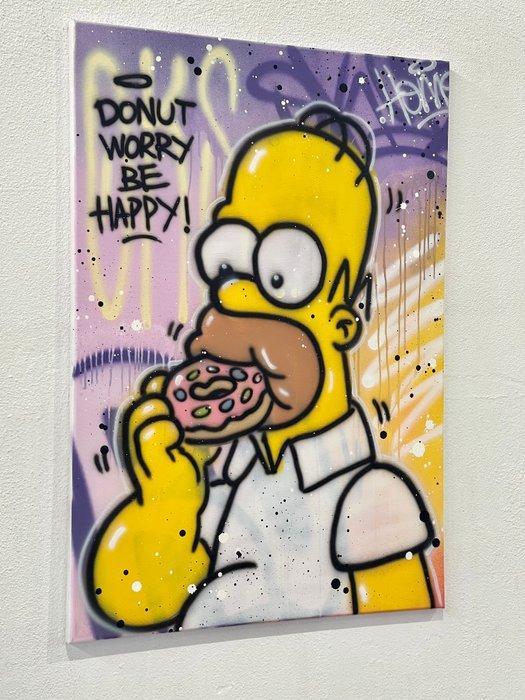 Okyes (1987) - Donut Worry Be Happy !, Antiek en Kunst, Kunst | Schilderijen | Modern