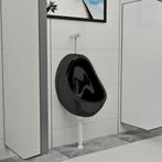 vidaXL Wandurinoir met spoelklep keramiek zwart, Verzenden, Nieuw