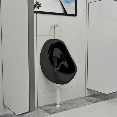 vidaXL Wandurinoir met spoelklep keramiek zwart, Doe-het-zelf en Verbouw, Sanitair, Nieuw, Verzenden