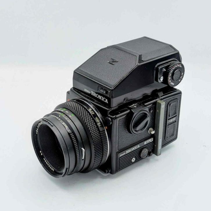 Bronica ETRSI + AEII prisma + Zenzanon 75mm f/2.8, Audio, Tv en Foto, Fotocamera's Digitaal, Spiegelreflex, Zo goed als nieuw