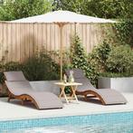 vidaXL Ligbed 2-persoon 2 pcs Taupe 184 x 55 x 64cm Massief, Tuin en Terras, Ligbedden, Verzenden, Nieuw