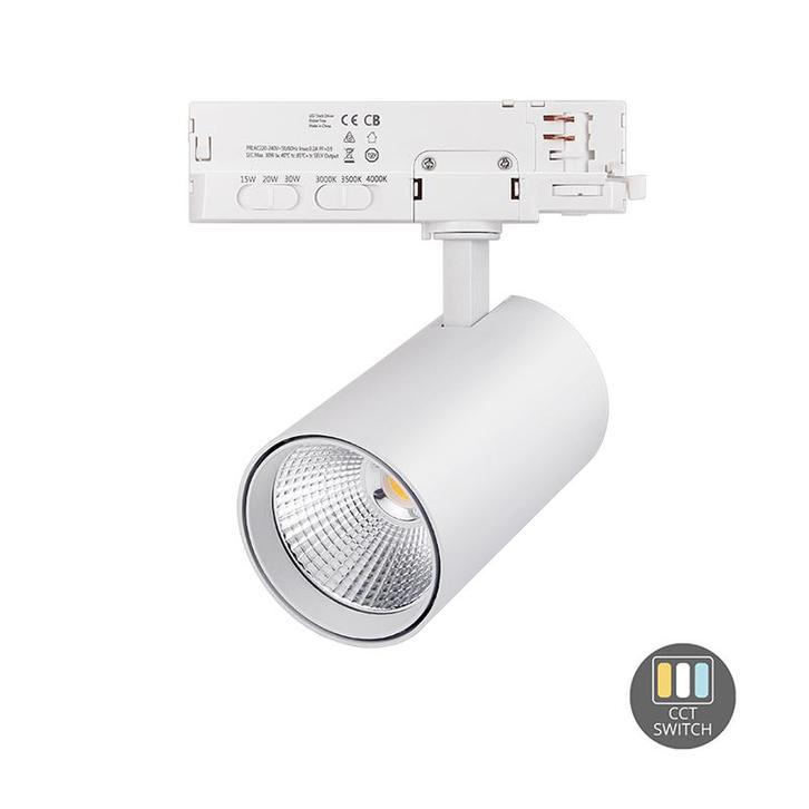3-Fase Railspot | Rosalin | 10W-20W-30W | Wit | Dimbaar, Huis en Inrichting, Lampen | Plafondlampen, Nieuw, Metaal, Ophalen of Verzenden