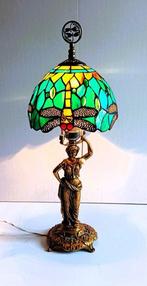 Tafellamp - Tiffany libel - glas-in-loodraam en brons - Lamp, Antiek en Kunst