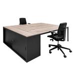 -18% - Duo Bureau Budget - Zwart  Eiken  - 225x160 cm, Verzenden, Nieuw in verpakking