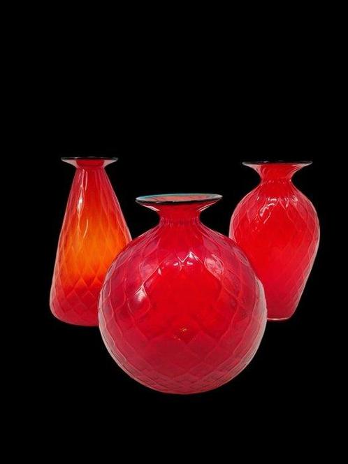 Vaas (3) - Glas - Drieling van Murano-kommen, Antiek en Kunst, Antiek | Glas en Kristal