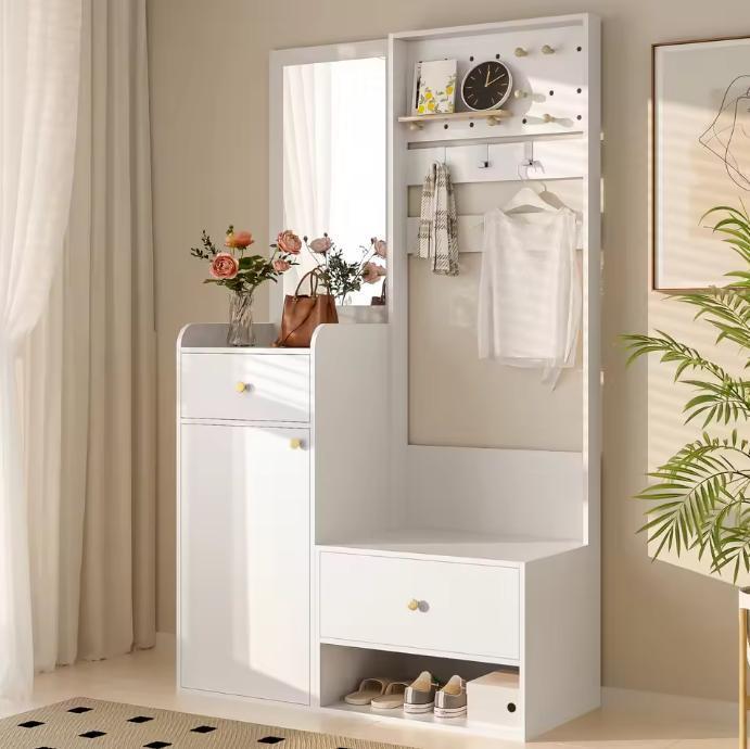 Multifunctionele Hal Kast met Spiegel, Lades en Haken, Huis en Inrichting, Kasten | Overige, Nieuw, Verzenden