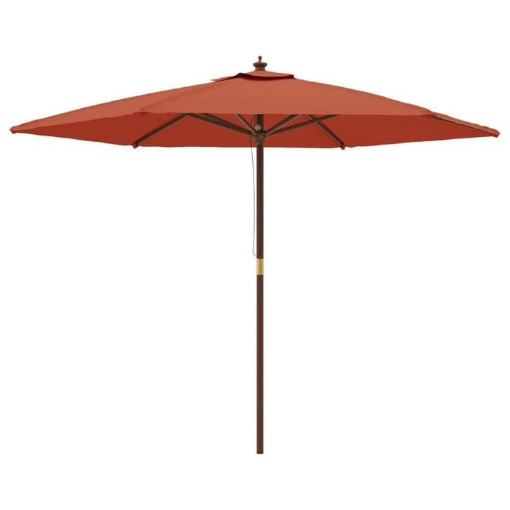 Parasol met Houten Paal 299cm | Tweedekansje | Voor de Tuin!, Tuin en Terras, Parasols, 3 tot 4 meter, Nieuw, Stokparasol, Ophalen of Verzenden