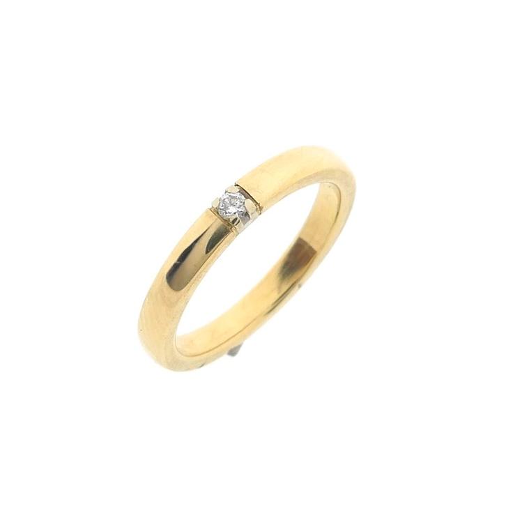 Gouden (trouw)ring met diamant | 0,035 ct. (unisex), Sieraden, Tassen en Uiterlijk, Ringen, Dame of Heer, Met edelsteen, Overige kleuren