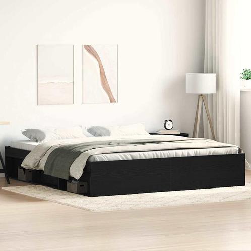 vidaXL Bedframe zonder matras 150x200 cm bewerkt hout zwart, Huis en Inrichting, Slaapkamer | Bedden, Overige maten, 200 cm, Bruin