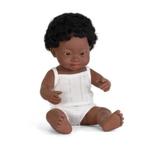 Pop Afrikaanse jongen met Down syndroom (38 cm) - Miniland, Nieuw