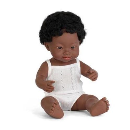 Pop Afrikaanse jongen met Down syndroom (38 cm) - Miniland, Kinderen en Baby's, Speelgoed | Poppen