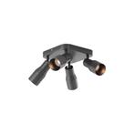 Plafondspot gunmetal GU10 50mm vierkant 4-lichts - Stanley, Nieuw, Metaal of Aluminium, Modern