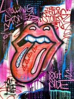 Outside - Rolling stones logo graff love, Antiek en Kunst