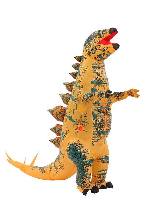 KIMU® Opblaas Kostuum Kinderen Stegosaurus Bruin 104 110 116, Kinderen en Baby's, Carnavalskleding en Verkleedspullen, Nieuw, Ophalen of Verzenden