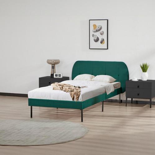 Gestoffeerd bed Porvoo met bedbodem 90x200 cm donkergroen [e, Huis en Inrichting, Slaapkamer | Bedden, Nieuw, Verzenden