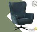 Leren draaifauteuil Leaf Duo - Kenia Denim en Toledo Marine, Huis en Inrichting, Fauteuils, Eigentijds, Klassiek, Modern, Romantisch, Vintage