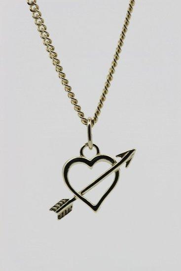 Gouden Hart met pijl ketting hanger, Sieraden, Tassen en Uiterlijk, Kettinghangers, Verzenden