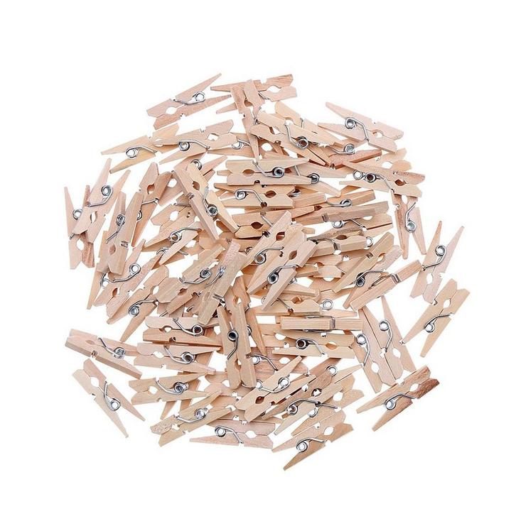 Set van 100 micro wasknijpers (25 mm, hout), Doe-het-zelf en Verbouw, Gereedschap | Handgereedschap, Nieuw, Ophalen of Verzenden