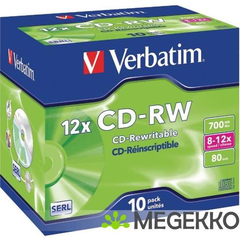 Verbatim CD-RW 8X 10st. Jewelcase, Computers en Software, Overige Computers en Software, Nieuw, Verzenden