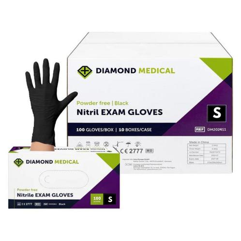 Diamond Medical handschoen nitril poedervrij zwart S | 100 s, Huis en Inrichting, Schoonmaakartikelen, Verzenden