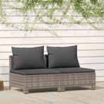 vidaXL Tuinbank 2-zits met kussens poly rattan grijs, Verzenden, Nieuw, Rotan