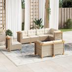 vidaXL 8-delige Loungeset met kussens poly rattan beige, Tuin en Terras, Tuinsets en Loungesets, Verzenden, Nieuw, Rotan, Loungeset
