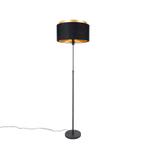 Moderne vloerlamp zwart met goud duo kap - Parte, Nieuw, Overige materialen, Modern, 150 tot 200 cm