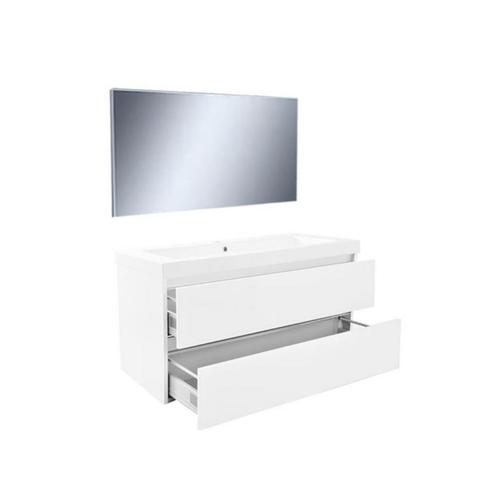 Badkamermeubel Wiesbaden Vision 100x46 Wit (2 laden), Doe-het-zelf en Verbouw, Sanitair, Bad, Nieuw, Ophalen of Verzenden