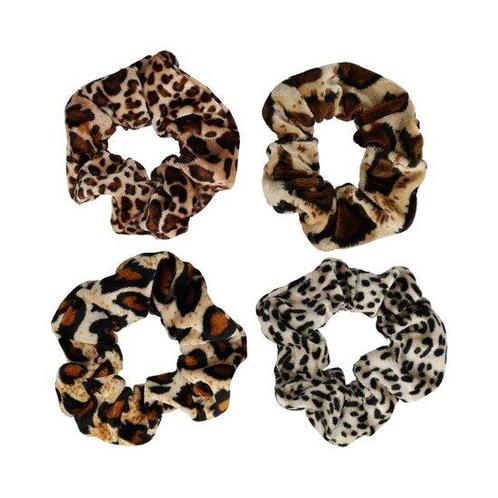 Scrunchie Haarelastieken Set Velvet Panter Print Bruin, Sieraden, Tassen en Uiterlijk, Uiterlijk | Haarverzorging, Verzenden