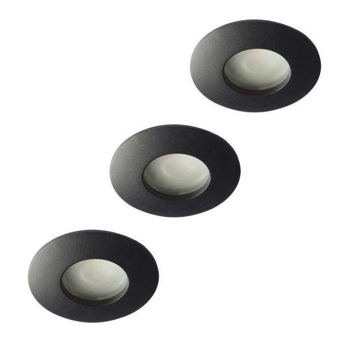 Set van 3 badkamer inbouwspots zwart + LED spots GU10 Lybard, Huis en Inrichting, Lampen | Spots, Nieuw, Verzenden