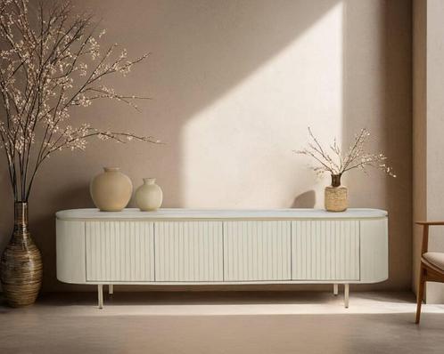 TV Meubel Patou – 210 cm | Beige Mangohout | Japandi, Huis en Inrichting, Kasten | Televisiemeubels, Nieuw, Ophalen
