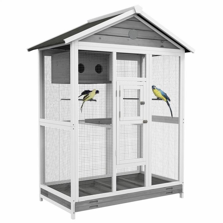 TRUUSK Vogelkooi Spar 112 x 68 x 154 cm - Inclusief 4 zitsto, Dieren en Toebehoren, Vogels | Toebehoren, Nieuw, Verzenden