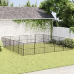 vidaXL Hondenkennel 20 panelen gepoedercoat staal zwart, Dieren en Toebehoren, Hondenhokken, Verzenden, Nieuw