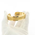 Gouden vintage brede slavenarmband met gravures | Ø 60 mm, Sieraden, Tassen en Uiterlijk, Armbanden, Ophalen of Verzenden, Gebruikt