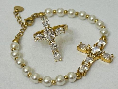 Handgemaakt Rosario en Set met Schelpenparels en kruis met, Antiek en Kunst, Antiek | Boeken en Bijbels