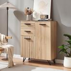 Dressoir Noppen 100x80x38 cm eikenkleurig en zwart [en.casa], Huis en Inrichting, Verzenden, Nieuw