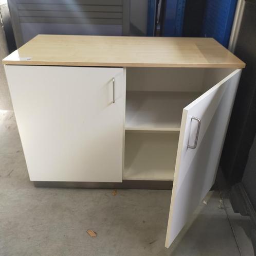 Witte houten 2-deurs kantoorkast - 87x120x60 cm, Huis en Inrichting, Kasten | Overige, Ophalen of Verzenden