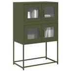 vidaXL buffetkast 68x39x107 cm staal olijfgroen, Verzenden, Nieuw, Metaal