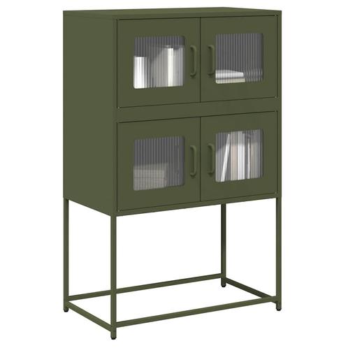 vidaXL buffetkast 68x39x107 cm staal olijfgroen, Huis en Inrichting, Kasten | Buffetkasten, Nieuw, Metaal, Verzenden