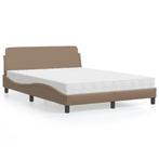vidaXL Bed met matras Dover kunstleer cappuccinokleurig, Overige materialen, Bruin, Verzenden, 140 cm