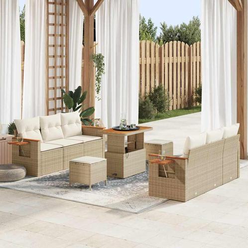 vidaXL Tuin Sofa Set 9 pcs beige en crèmekleurig 90 x 55 x, Tuin en Terras, Tuinsets en Loungesets, Nieuw, Rotan, Verzenden