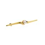 Vintage gouden broche met cultivé parel (zoetwater parel), Sieraden, Tassen en Uiterlijk, Broches, Gebruikt, Overige kleuren, Ophalen of Verzenden