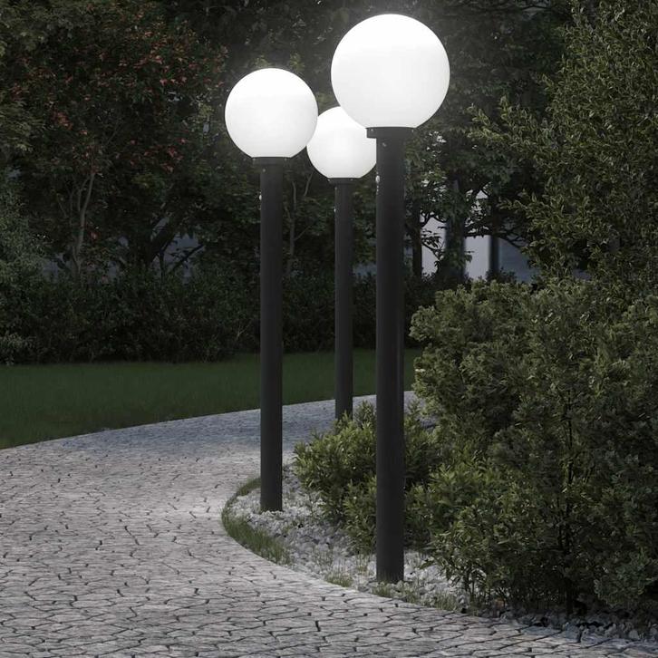 vidaXL Bolderverlichting met sensor 3 stuks 120 cm Zwart, Huis en Inrichting, Lampen | Overige, Nieuw, Verzenden