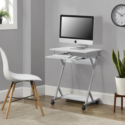 Computertafel bureau op wielen pc tafel 60x40x75 cm wit, Huis en Inrichting, Bureaus, Verzenden
