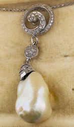 Halsketting - 18 karaat Witgoud Diamant (Natuurlijk) - Parel, Sieraden, Tassen en Uiterlijk, Kettingen, Nieuw