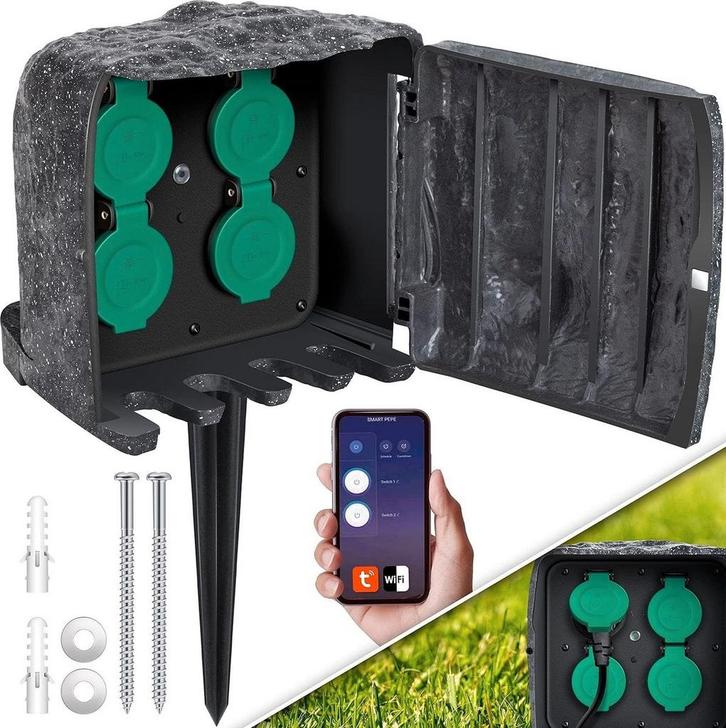 Tuinstopcontact - 4 stopcontacten - IP44 waterdicht - Antrac, Doe-het-zelf en Verbouw, Elektra en Kabels, Zo goed als nieuw, Verzenden