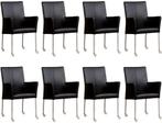 Set van 8 Zwarte leren moderne eetkamerstoelen - Toledo Leer, Nieuw, Vijf, Zes of meer stoelen, Modern, Leer